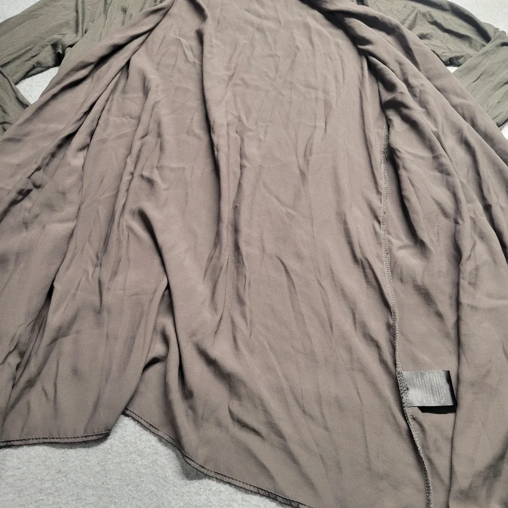 Saturday Sunday Anthropologie Mixed Media Open Front Cardigan Olive Green Large